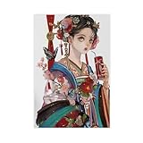 SDKAHKZO Póster estético único sobre el poder femenino, adhesivo de pared de geisha, estilo japonés, 1 lienzo decorativo para pared, póster decorativo para el hogar, bar, restaurante, garaje