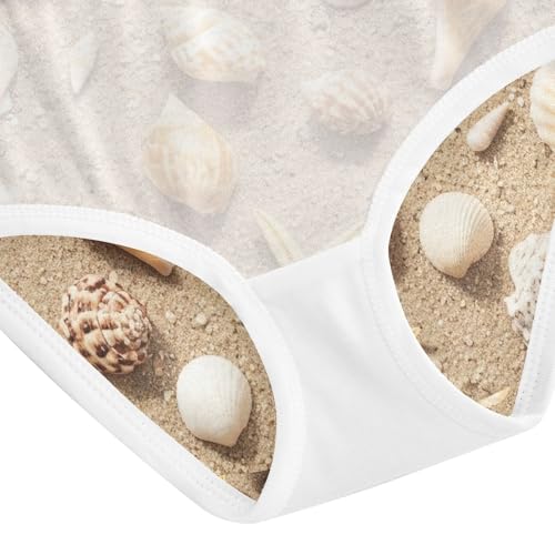 Seashells Starfish Beach Sand Toddler Girls Underwear, Girls Underwear, 2T–8 Years4