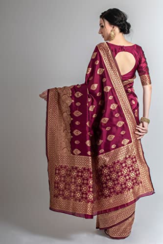Image of Lilots Women's Designer Banarasi Silk Jacquard Designer Saree With Blouse Piece