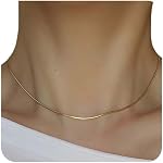 18K Gold Plated Necklace for Women Stainless Steel Double Layered Green CZ Flat Herringbone Snake Chain Necklace Minimalist Everyday Jewelry