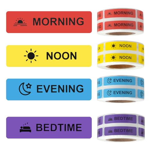 Medicine Stickers Medication Instruction Label Permanent Paper Label AM NOON PM for Pill case Planner 0.4 * 1.6inch (Morning Noon Evening Bedtime)