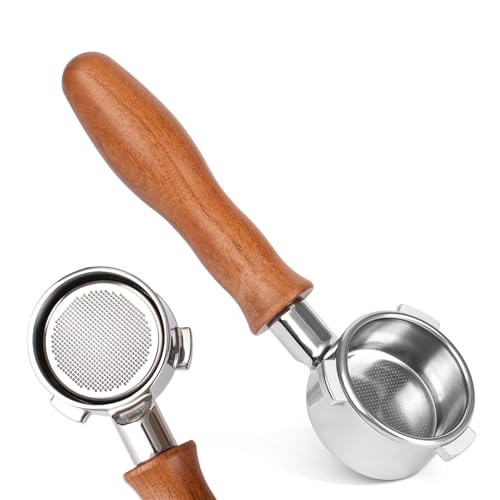 Espresso Bottomless Portafilter 54mm, 54mm Bottomless Portafilter with Stainless Steel Filter Basket Solid Wood Handle | Compatible with Breville Barista Series 500-880