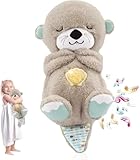 Funmo Schlummer Loutre Doudou Avec mouvement respiratoire et Musique, équipement de Base Pour bébé, Nouveau-né, jouet Pour bébé dès la Naissance