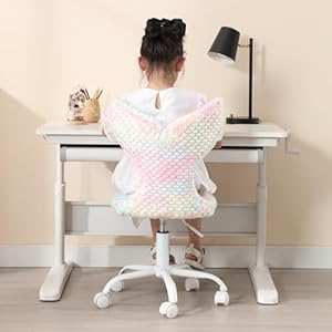 Guyou Fuzzy Cute Kids' Desk Chair Mermaid Back Chair Colorful Adjustable Study Chair Swivel Rolling Chair for Teen Girls Boys/Bedroom/Children Gift(Light Colorful) Guyou Fuzzy Cute Kids Desk Chair Mermaid Back Chair Colorful Adjustable Study Chair Swivel Rolling Chair for Teen Girls BoysBedroomChildren GiftLight Colorful