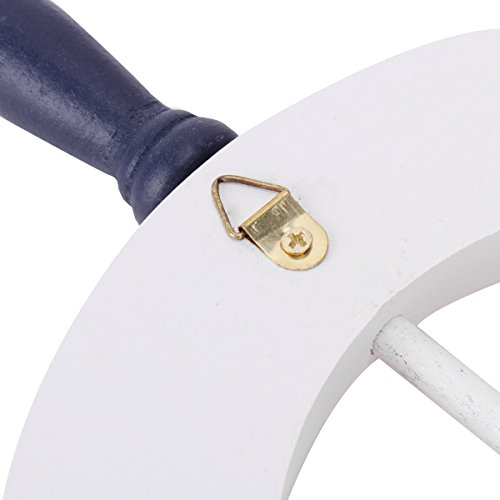 UniqueBella Nautical Mediterranean Style Nordic Wooden Boat Wheel Rudder Helm Colour Blue and White Large - Thumbnail 6
