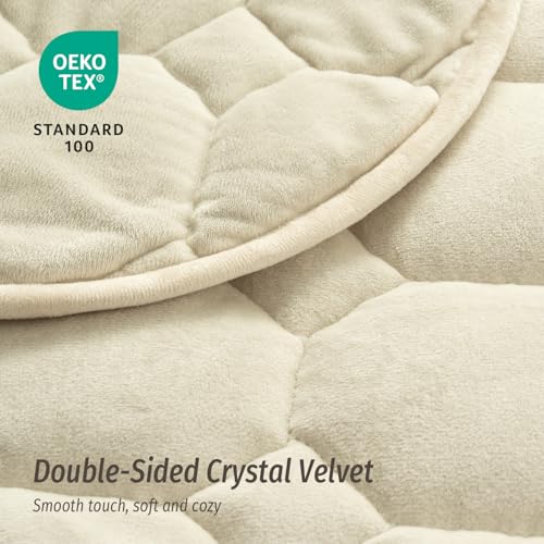 Image of Wemore Weighted Lap Blanket 7lbs for Adults, Small Weighted Blanket for Travel, Calming, Relaxing, Napping and Sleeping, All-Season Weighted Lap Pad, Machine Washable, Beige 24x29 inches