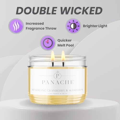 Panache Double Wicked Scented Candles | Suede & Amber | 350 gram Jar Candle | Natural Soy Wax | 48 Hours Burn | Great Gift Set for Women - Image 3