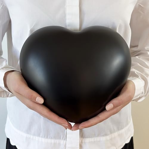 Comemori Grande urne funéraire en Forme de cœur, pour Chiens et Chats Jusqu’à 20 kg, Socle Inclus (Noir)