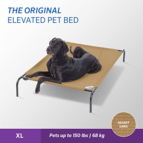 Image of Coolaroo Original Elevated Dog Bed - Breathable Off-The-Ground Pet Bed with Cooling Fabric, Joint Relief & Moisture-Resistant Fabric, 100% Recyclable, Easy Clean, Desert Sand, Large