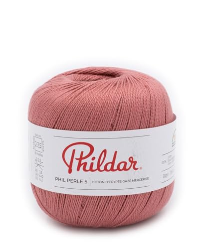 Phildar - Pelote de Laine Phil Perle 5 - Laine à Crocheter et à Tricoter - 100% COTON - Aiguille n°2.5 - Couleur ROSE