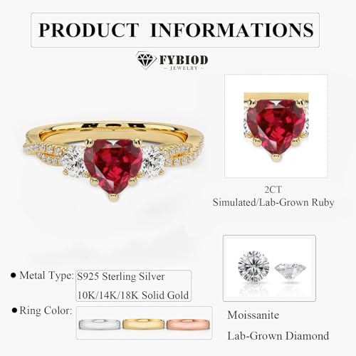 10K 14K 18K Gold 3 Stone Ruby Engagement Rings for Women 2CT Ruby Infinity Twisted Rings Promise Wedding Anniversary Ring for Her Size 4-154