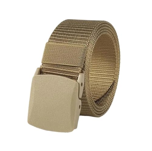 Trendy Canvas Belt for Men & Women – Casual Woven Belt Without Metal Buckle, Adjustable No-Hole Automatic Strap for Youth, Students (Multiple Colors)(Khaki)2