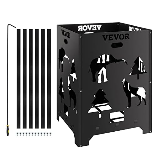 VEVOR Burn Barrel, 22x22x30.3 inch Burn Cage, Carbon Steel Cage Incinerator, Incinerator Barrel with Handles, Fire Poker and Ignition Holes for Outdoors