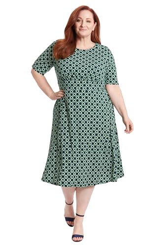 Image of London Times Women's Womens Elbow Sleeve A-line Midi - Pretty Garden Party Dress - Special Occasion Wedding Guest Dress