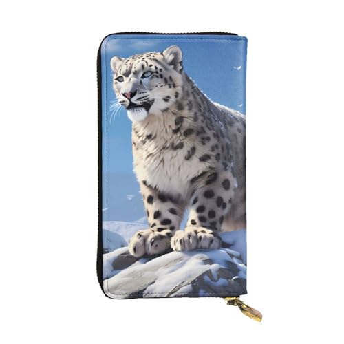 Snow Leopard Prints Leather Long Clutch Wallet for Fashionable Girls and Women - Durable, Stylish, and Functional, Black, One Size