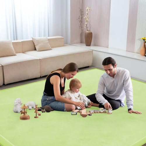 Image of Baby Play Mat for Floor Nursery Muscle Mat Area Rug Playroom Rug 79x158 inch Elastic Foam 1.3 inch Thick Crawling Mat for Babies,Toddlers, Infants (Light Green)