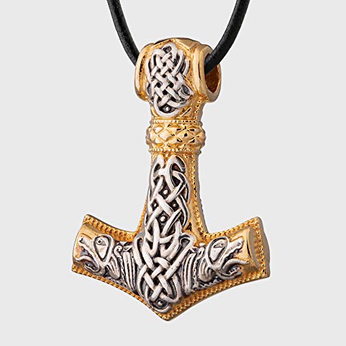 Mjolnir Pendant - Thor Hammer Nordic Necklace - Viking Pagan Jewelry for Men - Scandinavian Odin's Wolves Geri Freki - Norse Viking Necklace Mjolnir Pendant - Thor Hammer Nordic Necklace - Viking Pagan Jewelry for Men - Scandinavian Odin's Wolves Geri Freki - Norse Viking Necklace