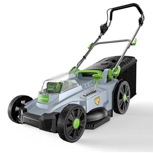 Image of 17 inch Cordless Lawn Mower, 40V Electric Lawnmower for Garden /Patio /Yard /Lawn | 2 x 20V 4.0Ah Battery, 17 inch Cutting Width, 6 Adjustable Height, 50L Grass Bag, Bagging Mode&Mulching Mode