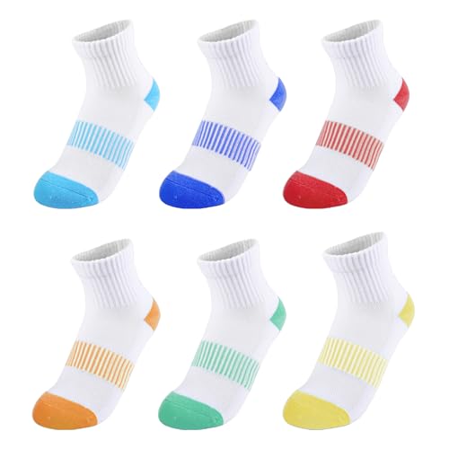 Mini angel Kids Athletic Socks Cushioned Boys Ankle Socks Breathable Mesh Girls Quarter Sock Youth Cotton Sports Sock 6 Pack