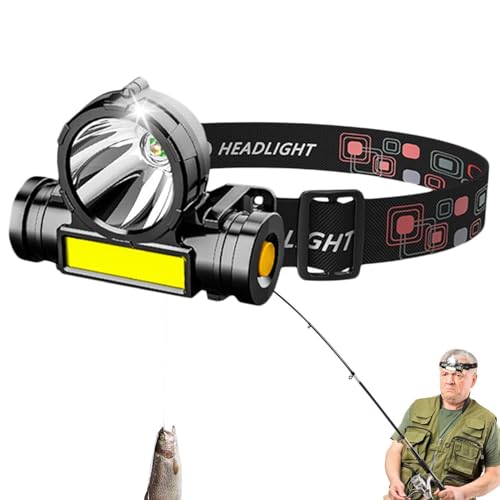 Lampada frontale a LED ricaricabile - Luminosa luce frontale a fascio largo, 3 modalità di luce - Torce frontali regolabili Faro impermeabile per campeggio, escursionismo, corsa