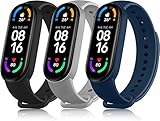 Mugust Pack de 3 Correas Compatibles con Xiaomi Mi Band 5 y Mi Band 6, Reemplazo Clásicas Pulseras (Negro, Azul Marino,...