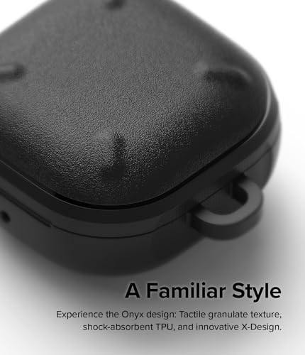 Ringke Onyx for Samsung Galaxy Buds 2 Pro & Pro & FE & 2 & Live Case [Oil & Dirt Resistant] Feels Good in The Hand Non-Slip Cover with Carabiner - Black