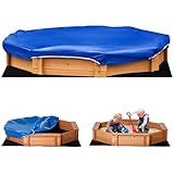 Outsunny Arenero de Madera para Niños Arenero Infantil Octágono con Cubierta de Poliéster y Tela no Tejida Juego para Niños de 3-8 Años para Patio Jardín 139,5 cm Rojo y Azul