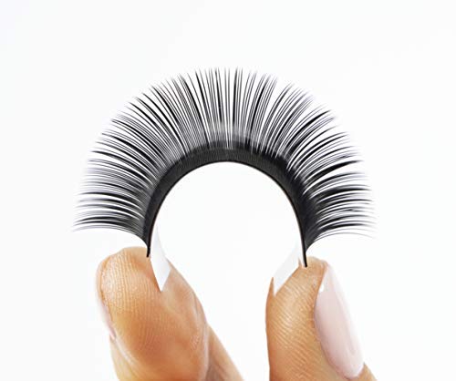Professional Premade Fans for Lash Extensions – Handmade Volume Lash Fan Mix Tray – Natural Look, Cruelty-Free Mink Lashes for False Eyelash Extension Kit by Fabu, Black, 10-16mm, Classic 0.12 C-curl