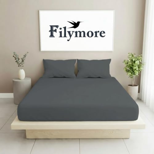 Image of Filymore Double Bedsheet for Double Bed | Grey Solid Bedsheet | 240 TC Soft Microfiber Bed Sheet with 2 Pillow Covers | Breathable, Wrinkle Resistant & Fade Resistant Bedding Set | 90 x 95 Inches