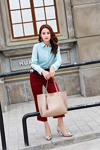 Image of Dreubea Women's Soft Faux Leather Tote Shoulder Bag from, Big Capacity Tassel Handbag