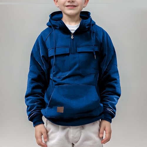 Cargo Hoodies for Boys Quarter Zip Tactical Sweatshirt Pullover Fall Fashion Outdoor Workout Hooded Shirt with Pocket2