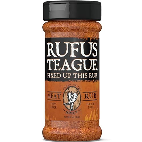 Rufus Teague Spicy Meat Rub 184g – Rub BBQ picante para carne – Mezcla ahumada de especias para brisket, pulled pork y parrilla – Regalo para hombres amantes del BBQ