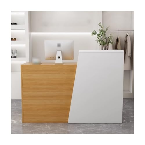 Design per una maggiore privacy: il pannello rialzato di questa reception aumenta la privacy dell'area di lavoro, offrendo al contempo ulteriore spazio per documenti importanti e registri contabili. Il cassetto con serratura offre un'archiviazione sicura, contribuendo a proteggere i vostri documenti finanziari e a mantenere un ambiente professionale. Ideale per uffici, cliniche e aree reception.