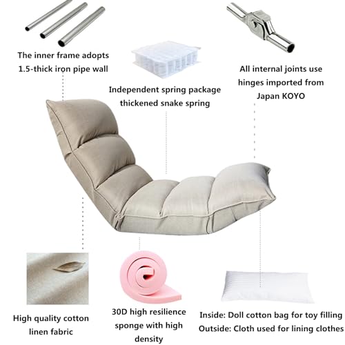 ESRADA Adjustable Floor Gaming Chair for Adults,Folding Floor Chair Bed with 5-Position Adjustable Head,Waist & Footrest, Ideal for Living Room, Bedroom, Office White - Image 5