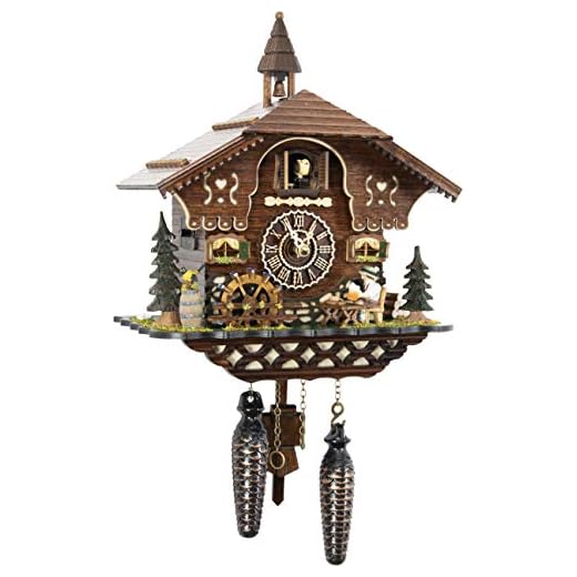 Cuckoo-Palace German Cuckoo Clock - The Brotzeit House - with Quartz Movement - 10.3 inches high - Black Forest Clock