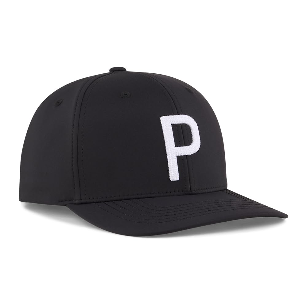 pumagolf Men's Heritage P Cap, Puma Black-White Glow, One Size