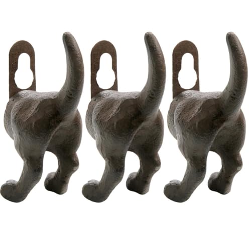 Novaliv 3x Gusseiserne Haken Hundepopo 3x4,5x8,5 cm einfache Montage stabil sicher ideal für Wand- und Decken-Dekoration Garderobe Vintage Stil robust langlebig und elegant perfekte Dekoration