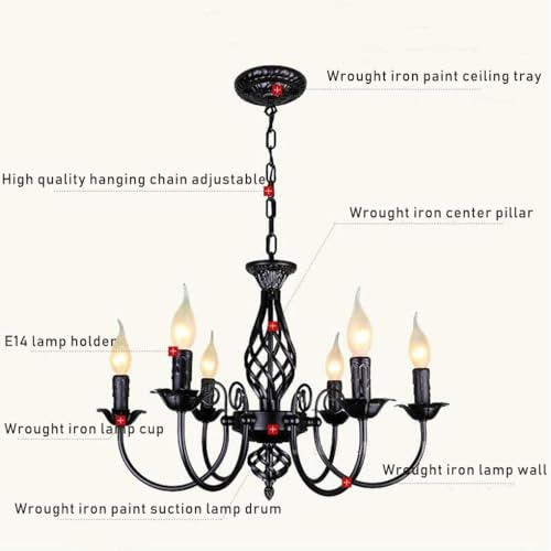 Lustre classique aristocratique E14 suspension réglable en fer - 7