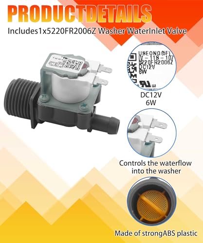 Image of 2026 Upgrade 5220FR2006Z Washer Water Inlet Valve Replacement For LG WM1455HWA /00 WM3555HWA /00 WM3700HWA /01 Washing Machine Front-Load, Replace 4869491 AP6798392 PS12587933 EAP12587933 Etc