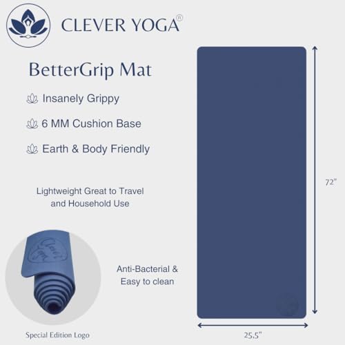 Clever Yoga Tapete BetterGrip Ecológico Reciclável Antiderrapante e Durável TPE 6 mm ou 0,6 mm de es