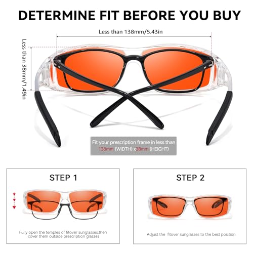 Image of LVIOE Fit Over Blue Light Blocking Glasses for Women Men, Wraparound Wear Over Glasses Reduce Eyestrain Sleep Better LB0311M, Large, A01 Clear