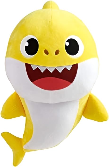 Premium Quality Circle Baby Shark Plush Toy with Sound and Light – Singing Soft Shark Stuffed Animal – Musical Toy for Toddlers Kids Party Favors Daddy Shark Tiny Ocean Animal Toy (Yellow)