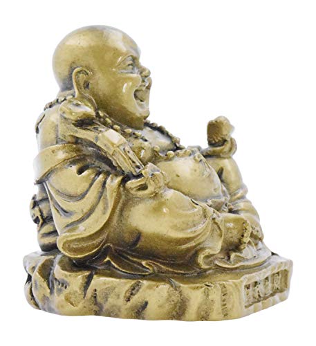 Estatua pequeña de Buda feliz para decoración dorada miniatura 2