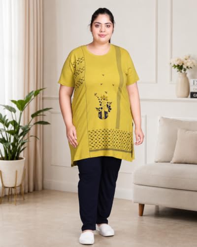 Image of In Love Women's Plus Size Printed Cotton Long-Line T-Shirt with Pocket | Cotton fabric - soft longline T-shirt with easy plus-size fit