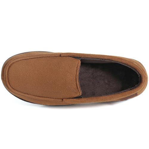 Image of ULTRAIDEAS Men's Moc-Toe Slippers Loafer House Shoes Indoor Outdoor Memory Foam with Breathable&Warm Knit Upper