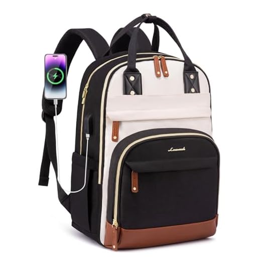 LOVEVOOK Backpack for Women, Fits 15.6 Inch Laptop Bag, School Backpacks, Fashion Travel Work Anti-theft Bag, Business Computer Waterproof College Backpack Purse, Beige-Black-Brown