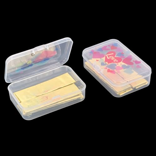 Image of Goodma 12 Pieces Love Hearts Image Pattern Rectangular Plastic Boxes Empty Storage Organizer Containers with Hinged Lids for Small Items and Other Craft Projects, 3.3 x 2.2 x 1 inch (Transparent)