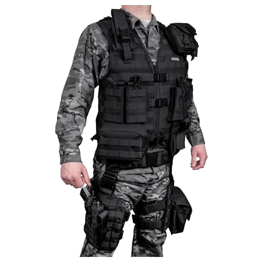 BARSKA BI12016 Loaded Gear VX-100 Tactical Vest and Leg Platform, Black, One Size