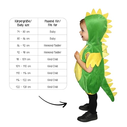Seruna Drache-n Kostüm-e, F82 86-92, für Klein-Kind Baby Babies, Dino Drachen-Kostüm Fasching Karneval Kleinkinder-Karnevalskostüme Kinder-Faschingskostüme