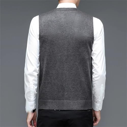 Men's Sweater Vest Vintage V-Neck Sleeveless Buttons Down Pockets Basic Thick Knitted Cardigan Vest2